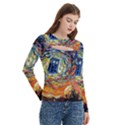 Tardis Starry Night Doctor Who Van Gogh Parody Women s Cut Out Long Sleeve T-Shirt View3