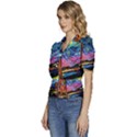 Golden Gate Bridge Starry Night Vincent Van Gogh Puffed Short Sleeve Button Up Jacket View2
