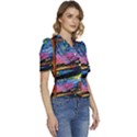 Golden Gate Bridge Starry Night Vincent Van Gogh Puffed Short Sleeve Button Up Jacket View3