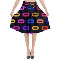 Pattern Background Structure Black Flared Midi Skirt