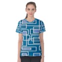Geometric Rectangle Shape Linear Women s Cotton T-Shirt View1