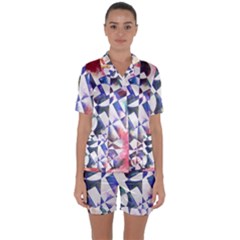 Abstract Art Work 1 Satin Short Sleeve Pajamas Set