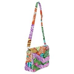 Zebra Colorful Abstract Collage Shoulder Bag With Back Zipper