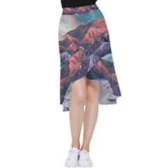 Adventure Psychedelic Mountain Frill Hi Low Chiffon Skirt