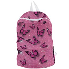 Pink Glitter Butterfly Foldable Lightweight Backpack
