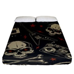 Grunge Seamless Pattern With Skulls Fitted Sheet (king Size)