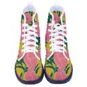 Pink Flower Seamless Pattern Men s High-Top Canvas Sneakers View1