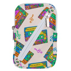 Seamless Pattern With Colorful Cassettes Hippie Style Doodle Musical Texture Wrapping Fabric Vector Belt Pouch Bag (small)
