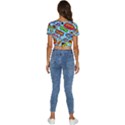 Comic Bubbles Seamless Pattern Short Sleeve Square Neckline Crop Top  View4