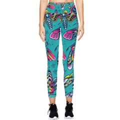 Vintage Colorful Insects Seamless Pattern Pocket Leggings 
