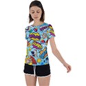 Comic Elements Colorful Seamless Pattern Back Circle Cutout Sports T-Shirt View1