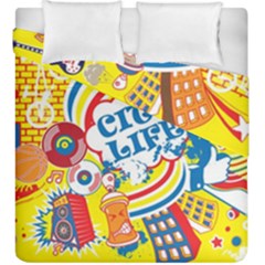 Colorful City Life Horizontal Seamless Pattern Urban City Duvet Cover Double Side (king Size)