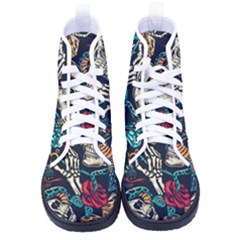 Vintage Art Tattoos Colorful Seamless Pattern Men s High-top Canvas Sneakers