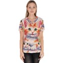 Kitty Watercolour Women s V-Neck Scrub Top View1