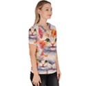 Kitty Watercolour Women s V-Neck Scrub Top View3