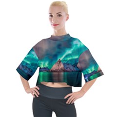 Amazing Aurora Borealis Colors Mock Neck T-shirt
