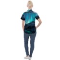 Aurora Borealis Mountain Reflection Women s Short Sleeve Pocket Shirt View2