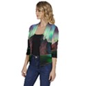 Aurora Borealis Nature Sky Light Women s Draped Front 3/4 Sleeve Shawl Collar Jacket View2