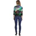 Aurora Borealis Nature Sky Light Women s Draped Front 3/4 Sleeve Shawl Collar Jacket View4