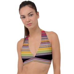 Neopolitan Horizontal Lines Strokes Halter Plunge Bikini Top