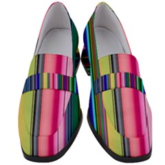 Pastel Colors Striped Pattern Women s Chunky Heel Loafers