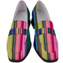 Pastel Colors Striped Pattern Women s Chunky Heel Loafers View1