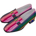 Pastel Colors Striped Pattern Women s Chunky Heel Loafers View2