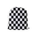 Black White Checker Pattern Checkerboard Drawstring Pouch (Large) View2