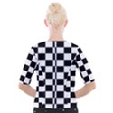 Black White Checker Pattern Checkerboard Cropped Button Cardigan View2