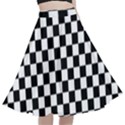 Black White Checker Pattern Checkerboard A-Line Full Circle Midi Skirt With Pocket View1