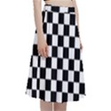 Black White Checker Pattern Checkerboard A-Line Full Circle Midi Skirt With Pocket View3