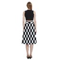 Black White Checker Pattern Checkerboard A-Line Full Circle Midi Skirt With Pocket View4