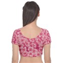 Cute Pink Sakura Flower Pattern Velvet Short Sleeve Crop Top  View2