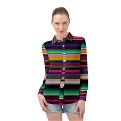 Horizontal Lines Colorful Long Sleeve Chiffon Shirt