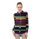 Horizontal Lines Colorful Long Sleeve Chiffon Shirt View1