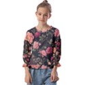Flower Pattern Kids  Cuff Sleeve Top View1