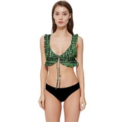 Matrix Technology Tech Data Digital Network Low Cut Ruffle Edge Bikini Top
