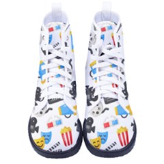Cinema Icons Pattern Seamless Signs Symbols Collection Icon Kid s High-top Canvas Sneakers