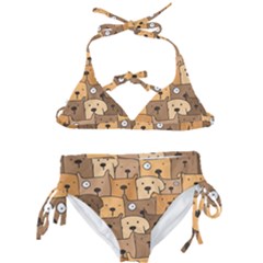 Cute Dog Seamless Pattern Background Kids  Classic Bikini Set