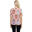 Cute Kawaii Food Seamless Pattern Bow Sleeve Button Up Top View4