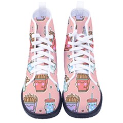 Cute Kawaii Food Seamless Pattern Women s High-top Canvas Sneakers