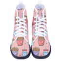 Cute Kawaii Food Seamless Pattern Women s High-Top Canvas Sneakers View1