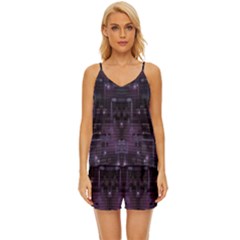 Geometric Art Digital Art Background V-neck Satin Pajamas Set