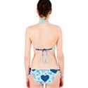 Hearts Pattern Paper Wallpaper Blue Background Classic Bikini Set View2