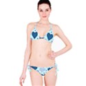 Hearts Pattern Paper Wallpaper Blue Background Classic Bikini Set View3