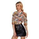 Cute Dog Seamless Pattern Background Mid Sleeve Drawstring Hem Top View2