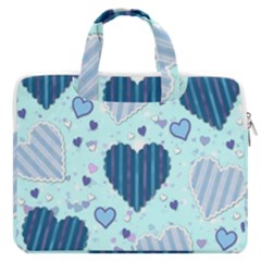 Hearts Pattern Paper Wallpaper Blue Background Macbook Pro 16  Double Pocket Laptop Bag  by Pakjumat