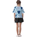 Hearts Pattern Paper Wallpaper Blue Background Kids  V-Neck Horn Sleeve Blouse View2