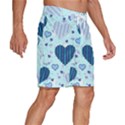 Hearts Pattern Paper Wallpaper Blue Background Men s Beach Shorts View3
