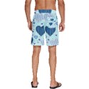 Hearts Pattern Paper Wallpaper Blue Background Men s Beach Shorts View4